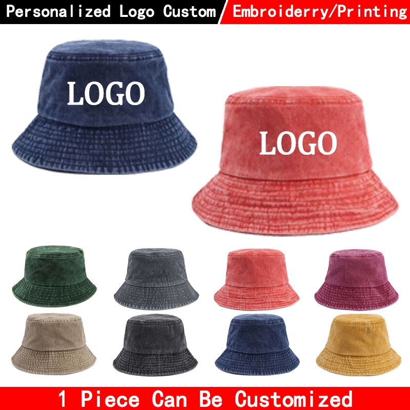Denim-Bucket-Hut mit individue – Bucket Hat Cotton Bewertung und Preis